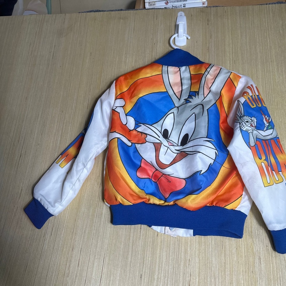Vintage Bugs Bunny Jacket Youth 6/7 White Long Sleeve Boy's Chalk Line 90s